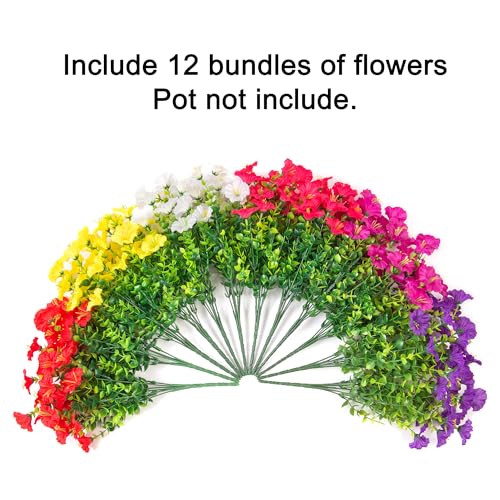 Artificial Flowers Fake Plants for Outdoors Decoration (12 Count)