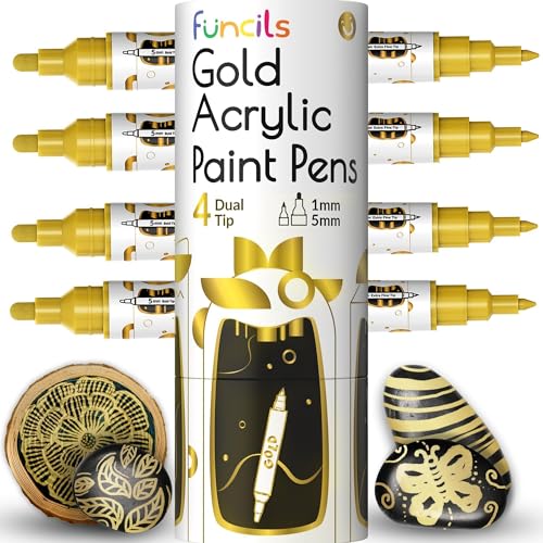 4 Dual Tip Gold Acrylic Paint Pen Metallic