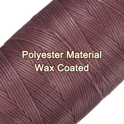 150D 0.8mm Flat Waxed Thread 284 Yards Polyester Leather Sewing Waxed String Hand Stitching Waxed Cord for Leather Stitching Sewing Bookbinding DIY Craft Brick Red