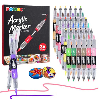 Dual Tip Acrylic Paint Markers Pens 36 Assorted Colors