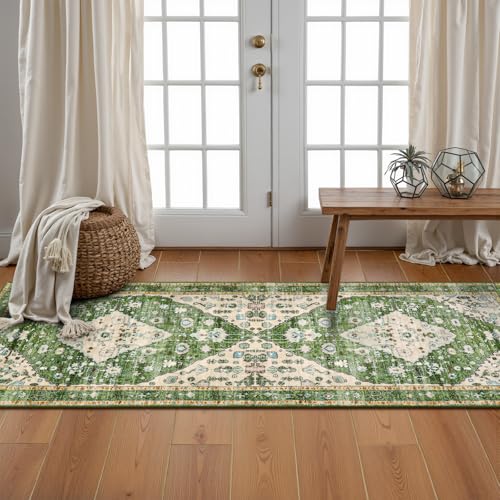 Felice Boho Runner Rugs 2x5 Green Kitchen Runner Rugs Non Skid Washable