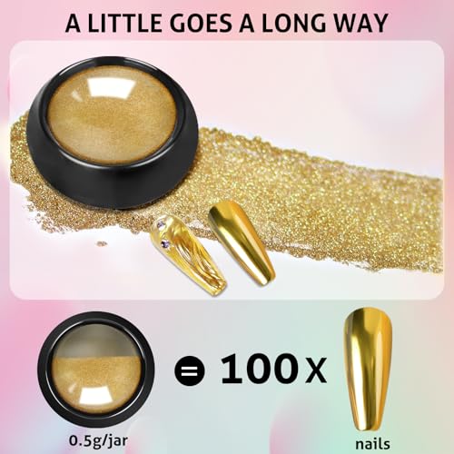 Gold Silver Chrome Nail Powder (8.78 Ounce)