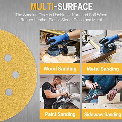100PCS 5 Inch Sanding Discs 100 Grit Random Orbit Sander Sandpaper (100 Count)
