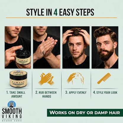 Smooth Viking Medium Hold & High Shine Pomade (2 Ounce)