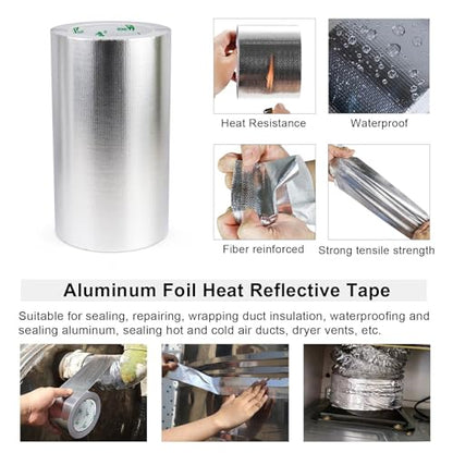 Adhesive Aluminum Foil Heat Shield Tape 1Pack 8inch x 66ft (66 Foot)
