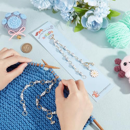 2 Pcs Flower and Bee Knitting Row Counter Chains