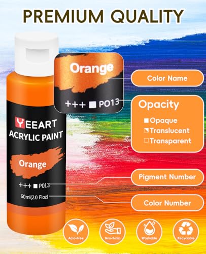 50 Color Acrylic Paint Set (100 Fl Oz)