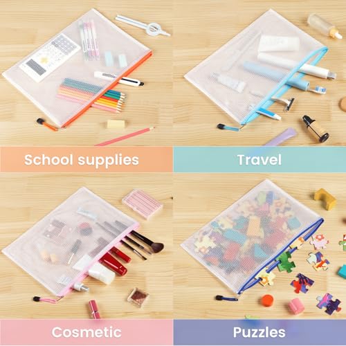 36 Pack Mesh Zipper Pouch with Sticky Labels (36 Count)