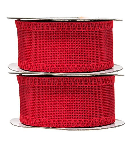 1 1 2 Inch Wide Red Burlap Ribbon for Crafts (120 Foot)