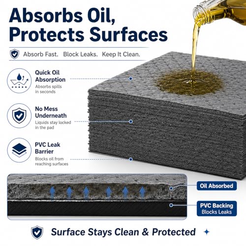 Adhesive Backed Oil Absorbent Pads (100 Count)