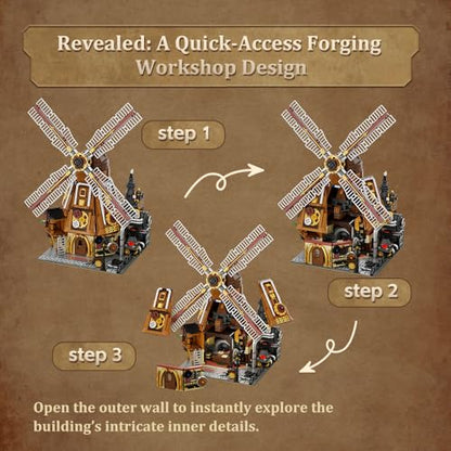 Steampunk Windmill Workshop Building Set for Adults