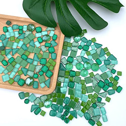 Assorted Green Irregular Crystal Mosaic Tiles (9 Ounce)