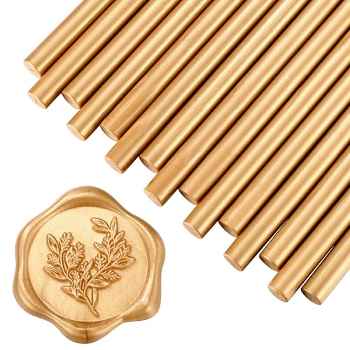 15Pcs Light Gold Glue Gun Sealing Wax Sticks for Wax Seal Stamp (15 Count)