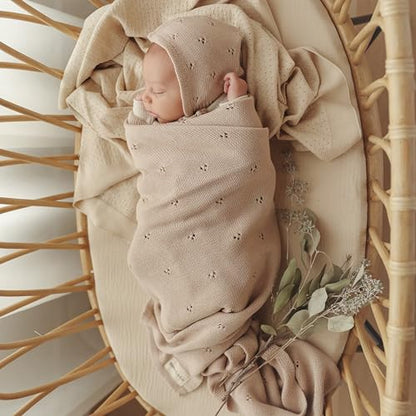 100% Luxury Organic Cotton Pointelle Knit Baby Quilt Blanket