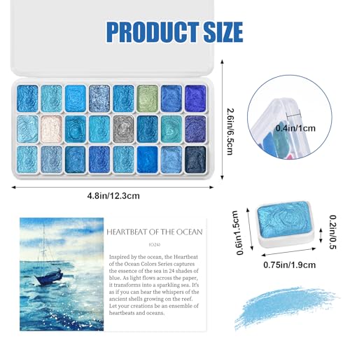Mini Glitter Watercolor Paint Set with Paper (24 Count)