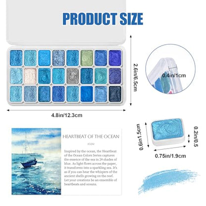 Mini Glitter Watercolor Paint Set with Paper (24 Count)