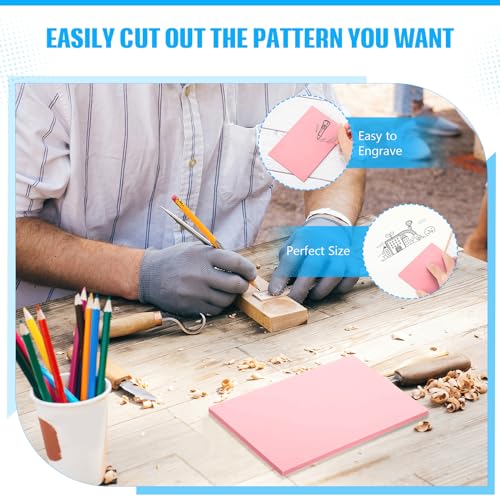 4 Pcs 4" x6“ Pink Rubber Art Soft Linoleum Carving Block (4 Count)