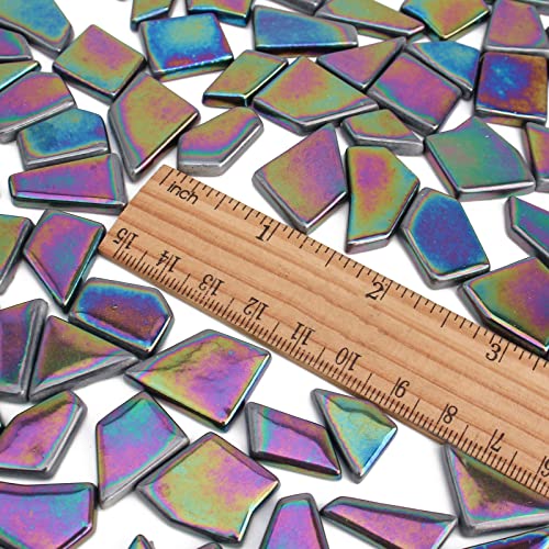 Iridescent Glass Mosaic Tiles for Crafts Bulk (7.05 Ounce)