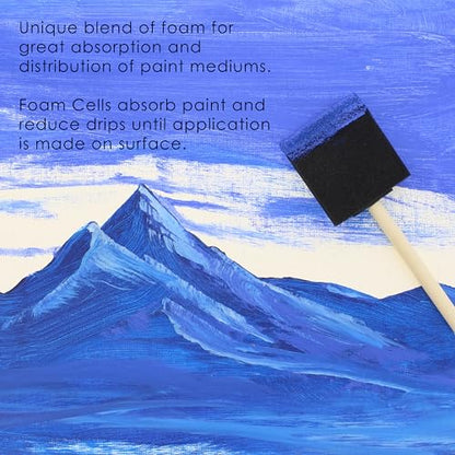 US Art Supply 3 inch Foam Sponge Wood Handle Paint Brush Set (15 Count)