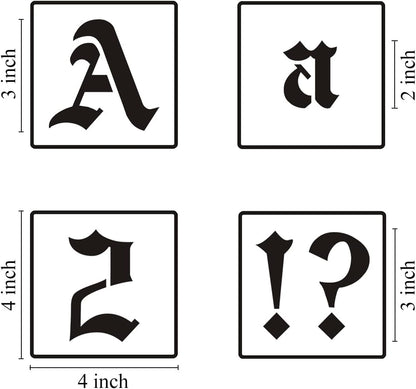 3 Inch Alphabet Letter Stencils for Painting - 70 Pack Old English Letter Stencil Templates with Numbers and Signs for Painting on Wood, Reusable Letters Stencils for Chalkboard Wood Signs & Wall Art