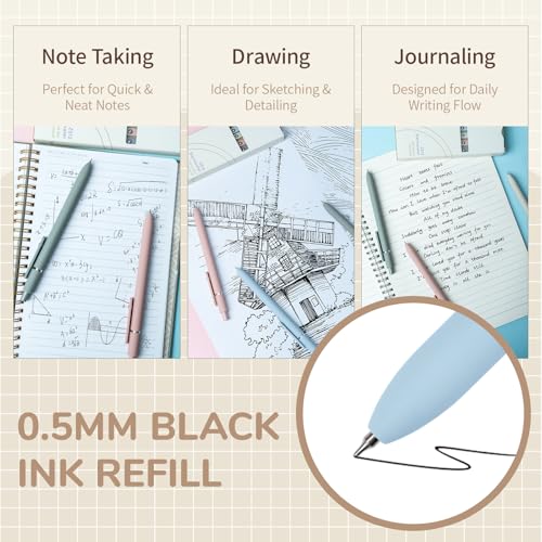 Gel Pens 5 Pcs 0.5mm Fine Point Smooth Writing Japanese Cute High