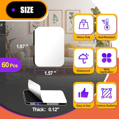 60 Pcs Strong Double Sided Adhesive Pads (60 Count)