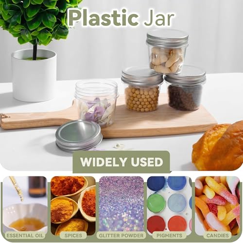 4 oz Plastic Small Mason Jars and Small Plastic Jars with Lids (40 Count)