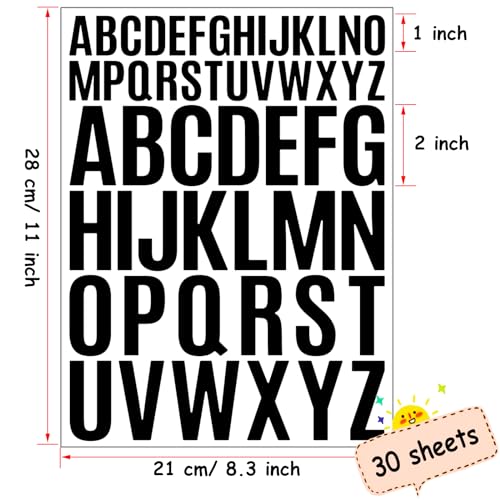 Letter Stickers 1560 Pieces 30 Sheets Stick on Vinyl Letters Capital Alphabet Sticker Letter for Craft Bulletin Boards Classroom Home Business Decor (1560 Count)