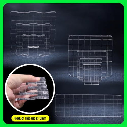10Pcs Clear Acrylic Stamp Blocks Set (10 Count)