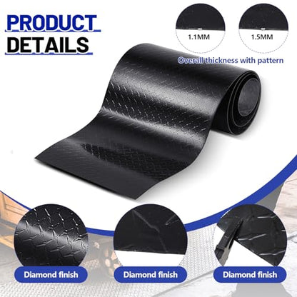 1pcs 12'' x 120'' Black Diamond Plate Sheet Metal Heavy Duty Tread Aluminum Sheet Diamond Cross Pattern Plate for Wall Covering
