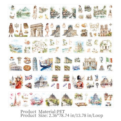6 Rolls PET Tape Stickers for Scrapbook Supplies