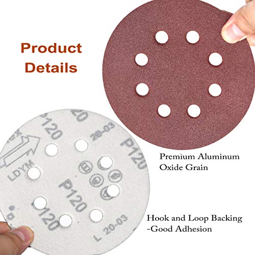 5-Inch 8-Hole Hook & Loop Sanding Discs 40-400 Mixed Grits, 105-Pack (105 Count)