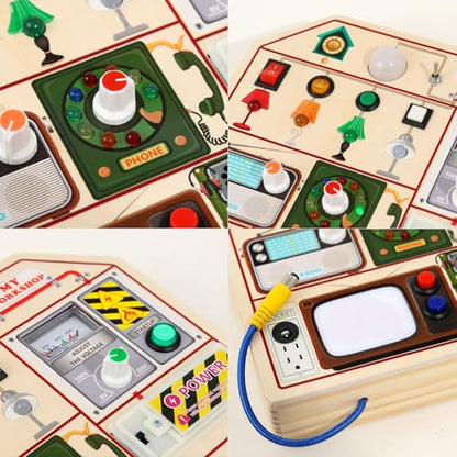Montessori Wooden Busy Board for Toddlers 3 4 5 Years Old