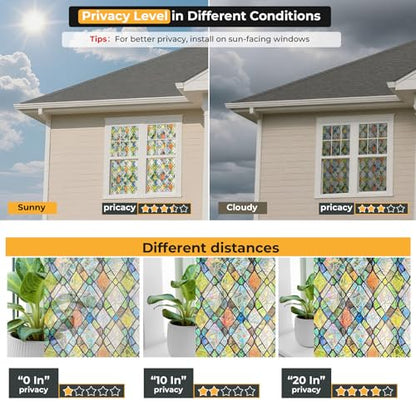 Rainbow 3D Window Stained Glass Privacy Film Decorative (1378.15 sq inches sq inches)