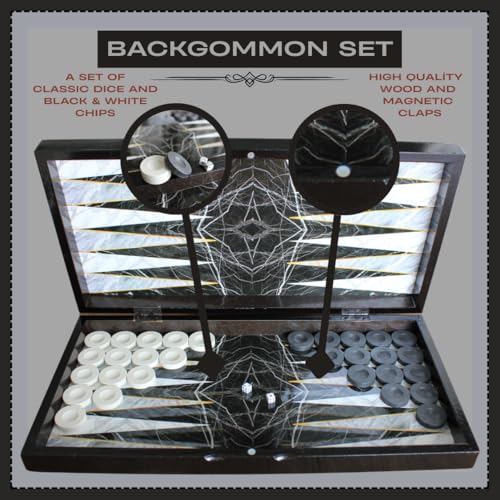 Park&Oz Premium Turkish Backgammon and Checkers Set 19 Inch Handmade 2 in 1 Wooden Board Game with Glossy Finish Luxury Checkers and Dice Travel Friendly and Foldable