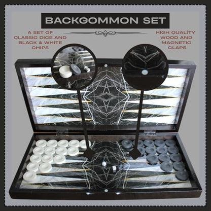 Park&Oz Premium Turkish Backgammon and Checkers Set 19 Inch Handmade 2 in 1 Wooden Board Game with Glossy Finish Luxury Checkers and Dice Travel Friendly and Foldable