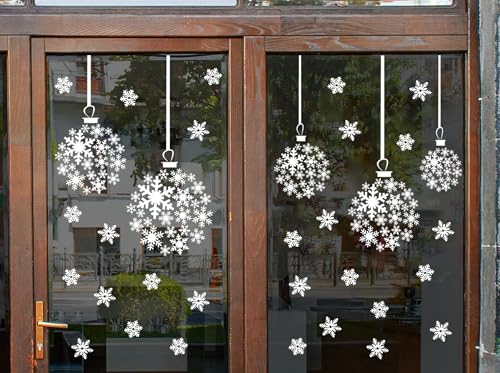 Christmas Window Stencils for Glass Large Snowflake Bauble Stencil (8 Count)