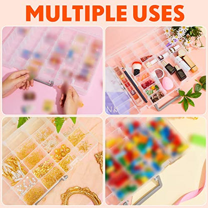 2 Pcs 48 Grids Plastic Bead Organizer Box with Divider (2 Count)