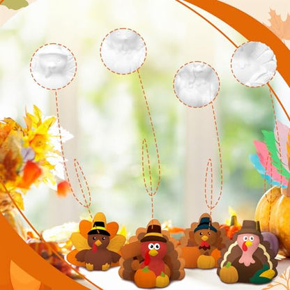 6 Sets Thanksgiving Turkey Gnome Ceramics DIY Painting Kit Brushes (6 Count)