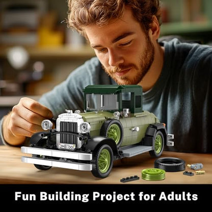 Vintage Cars Building Sets for Adults with Lights 50001 (1297 Count)