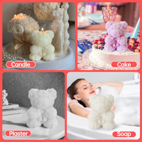 Bowtie Mini Rose Bear Candle Mold
