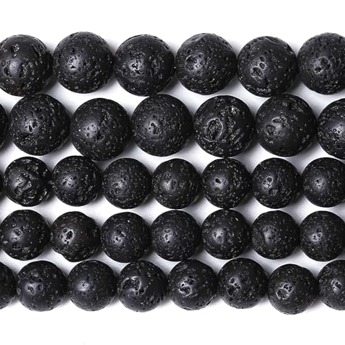 4MM 90pcs Natural Stone Beads Black Volcanic Lava Gemstone Round Loose Beads for Jewelry Making Bracelet 1 Strands 16"