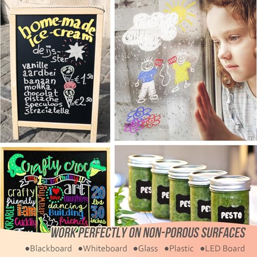 Chalk Markers 8 Metallic Color Set for Blackboard & Glass Surfaces (8 Count)