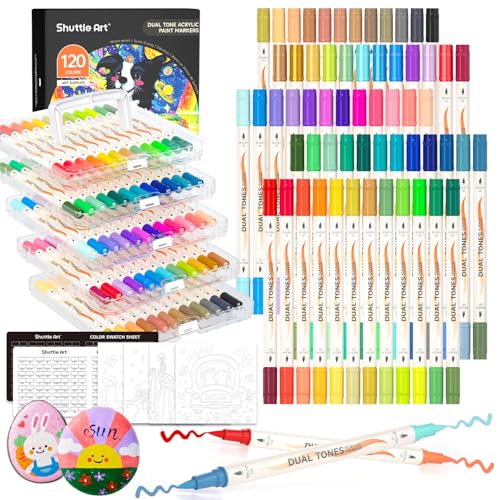 120 Colors Dual Tone Acrylic Paint Markers (60 Count)
