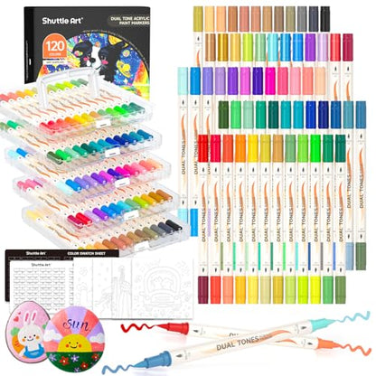 120 Colors Dual Tone Acrylic Paint Markers (60 Count)