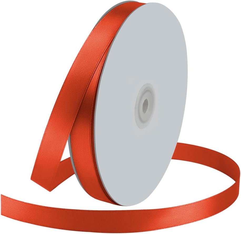 5/8" Wide x 100 Yards Single Face Polyester Satin Ribbon, Satin Ribbon for Crafts, Gift, Hair Bows, Wedding Party Decoration, Bow Making & Other Projects (Autumn Orange) - Crafty Corner