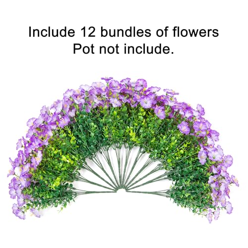 Artificial Flowers Fake Plants for Outdoors Decoration (12 Count)