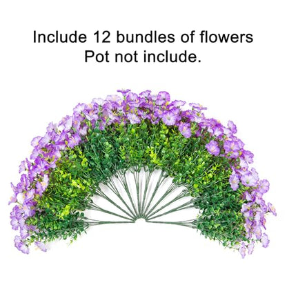 Artificial Flowers Fake Plants for Outdoors Decoration (12 Count)