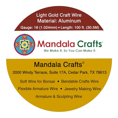18 Gauge Light Gold Tone Anodized Aluminum Craft Wire 100 FT