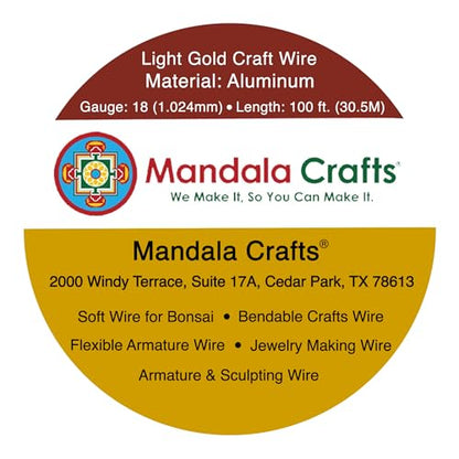 18 Gauge Light Gold Tone Anodized Aluminum Craft Wire 100 FT